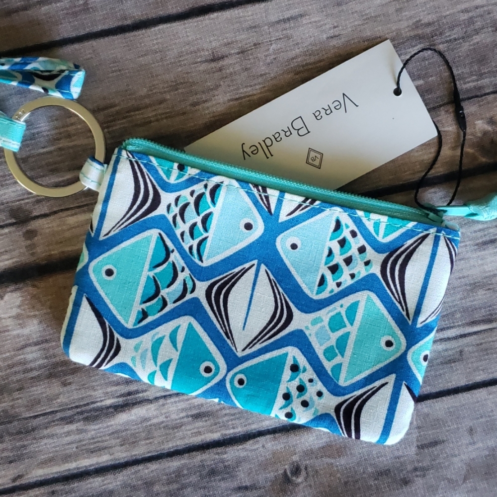 **1 LEFT** Vera Bradley Zip ID & Lanyard-Go Fish Blue - Picture 2 of 8